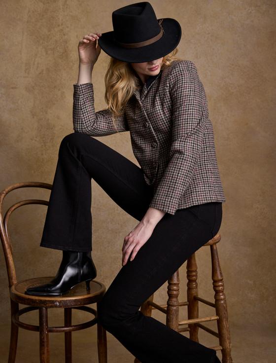 Aran Cashmere Ladies Boston Wool Felt Hat - Black
