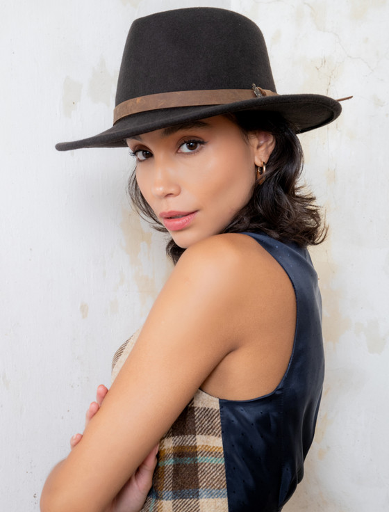 Aran Cashmere Ladies Boston Wool Felt Hat - Brown