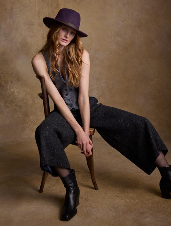 Aran Cashmere Ladies Boston Wool Felt Hat - Plum