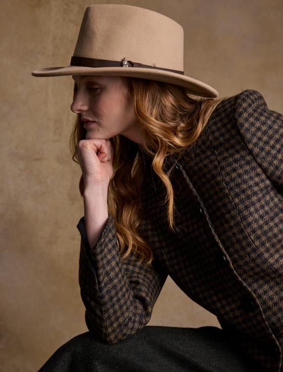 Aran Cashmere Ladies Boston Wool Felt Hat - Tan