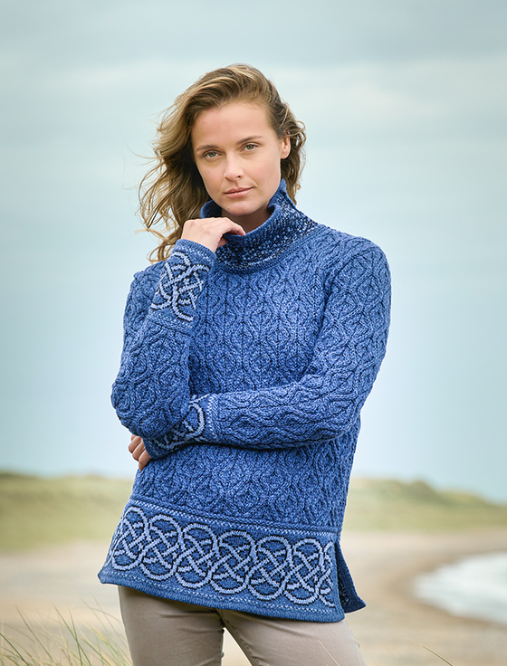 Aran Cashmere Ladies Celtic Jacquard Aran Sweater