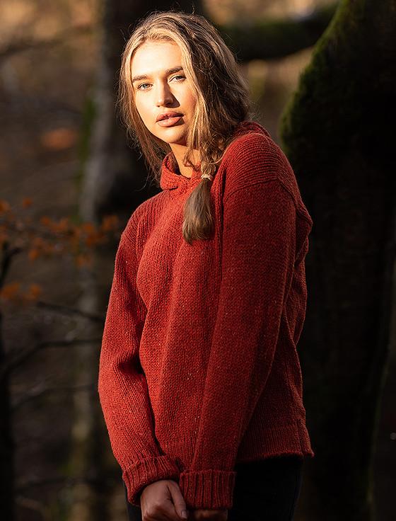 Aran Cashmere ‎‎Ladies Cro‎p Hoo‎ded Sweater