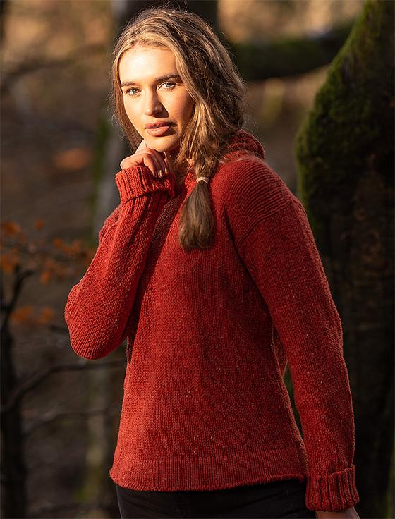 aran cashmere Ladies Crop Hooded Sweater