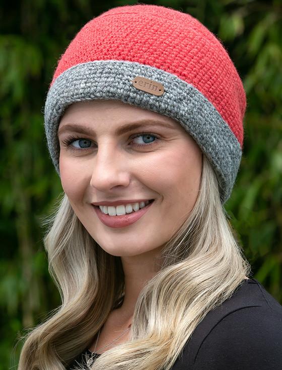 Aran Cashmere Ladies Crochet Turn Up Hat