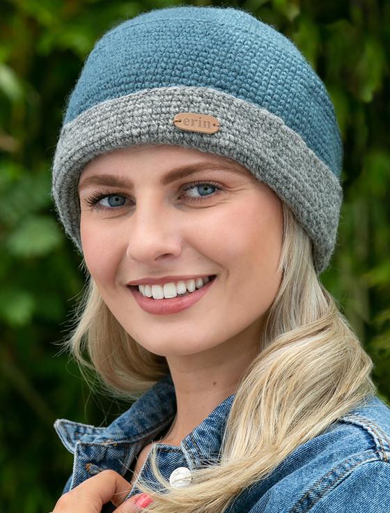 Aran Cashmere Ladies Crochet Turn Up Hat