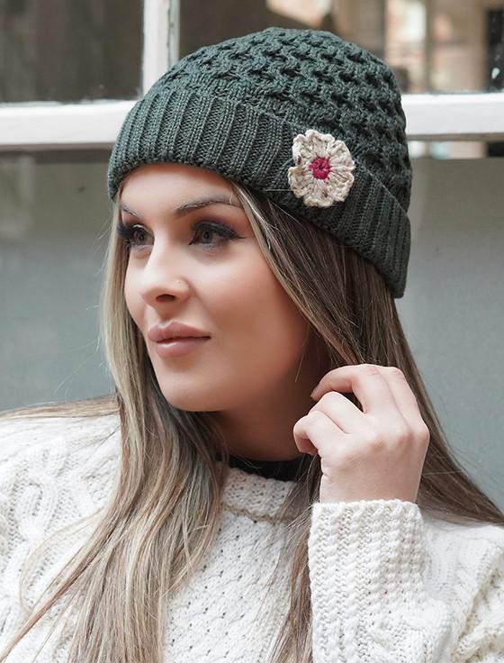 Aran Cashmere Ladies Crochet Wool Hat