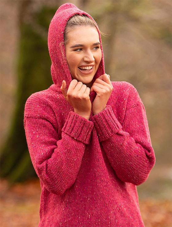 Aran Cashmere ‎Ladies Crop Hoo‎d‎ed Sweater