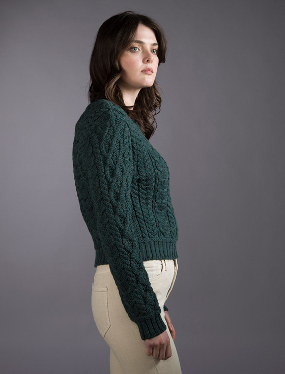 Aran Cashmere Ladies Cropped Aran Sweater
