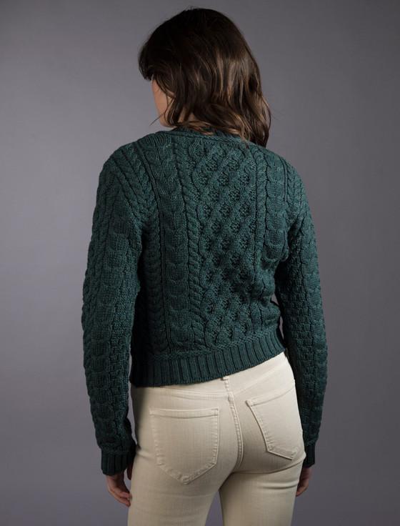 Aran Cashmere Ladies Cropped Aran Sweater