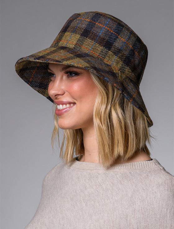Aran Cashmere Ladies Erin Bucket Hat - Blue Mustard
