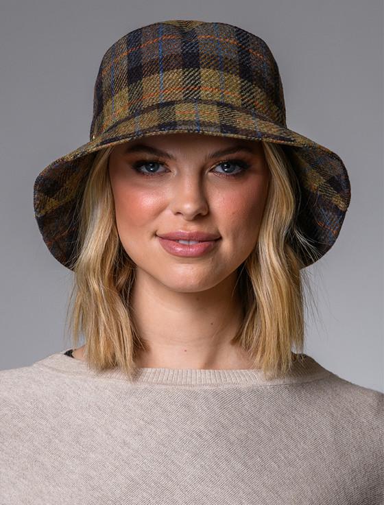 aran cashmere Ladies Erin Bucket Hat - Blue Mustard
