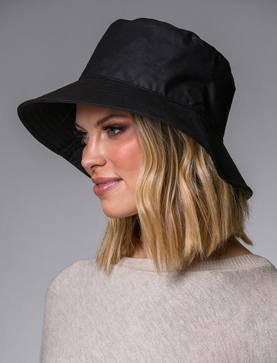 Aran Cashmere Ladies Erin Wax Bucket Hat - Black