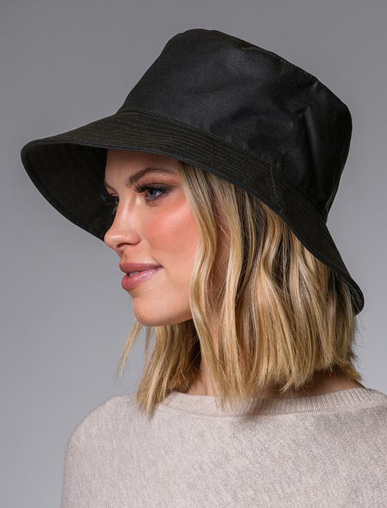 Aran Cashmere Ladies Erin Wax Bucket Hat - Olive