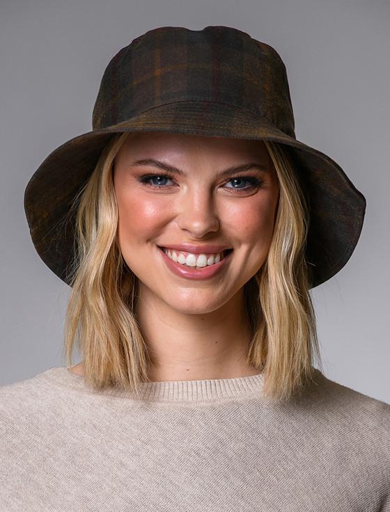 Aran Cashmere Ladies Erin Wax Bucket Hat - Tartan