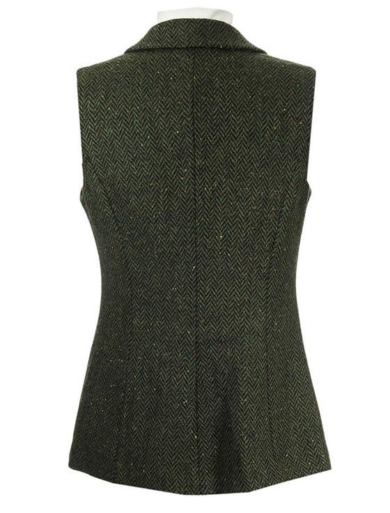 Aran Cashmere Ladies Irish Green Tweed Gilet