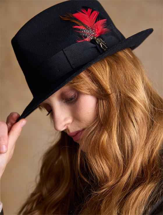 Aran Cashmere Ladies Kildare Trilby Felt Hat - Black
