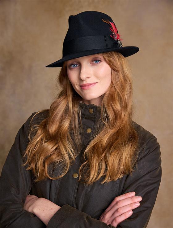 Aran Cashmere Ladies Kildare Trilby Felt Hat - Black