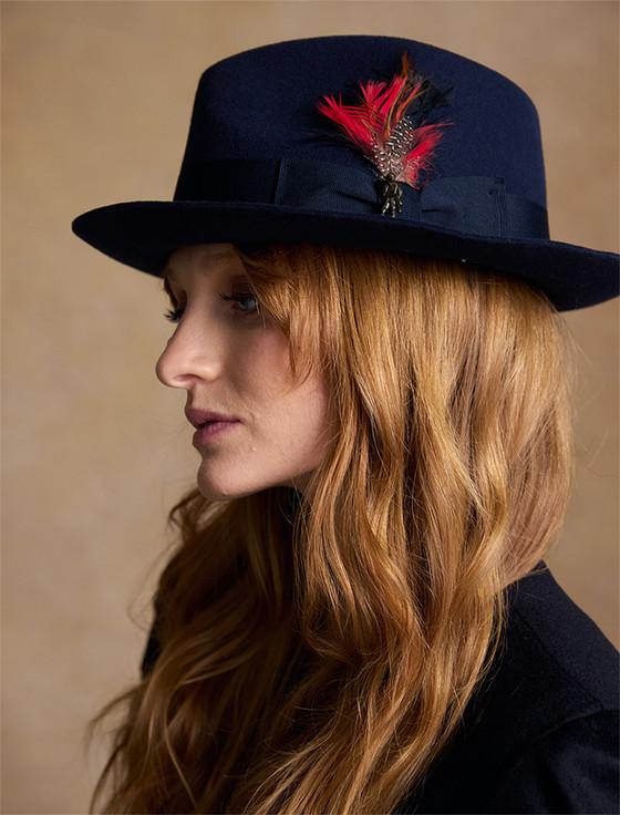 Aran Cashmere Ladies Kildare Trilby Felt Hat - Navy