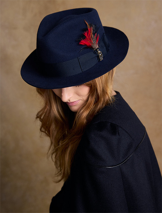 Aran Cashmere Ladies Kildare Trilby Felt Hat - Navy