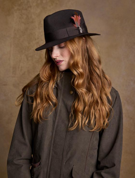 Aran Cashmere Ladies Kildare Trilby Felt Hat - Olive