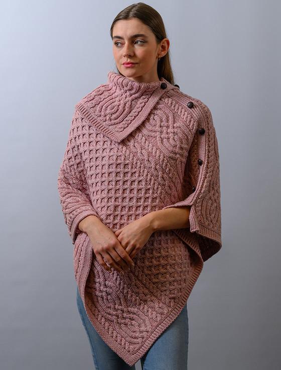 aran cashmere ‎Ladies Merino ‎Butt‎on Poncho‎‎‎
