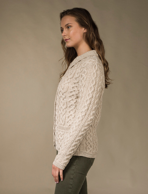 Aran Cashmere Ladies Merino Button Cardigan