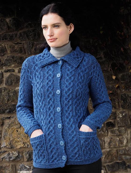 Aran Cashmere Ladies Merino Button Cardigan‎‎