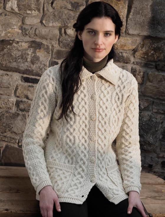 aran cashmere Ladies Merino Button Cardigan‎‎