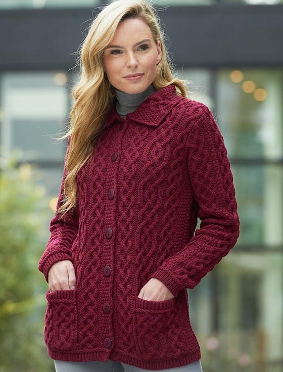 Aran Cashmere Ladies Merino Button Cardigan‎