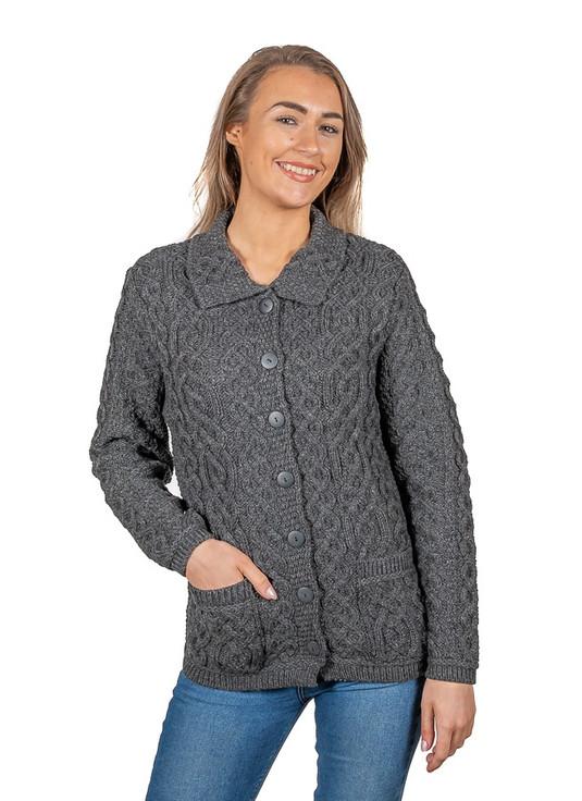 aran cashmere Ladies Merino Button Cardigan‎‎‎‎
