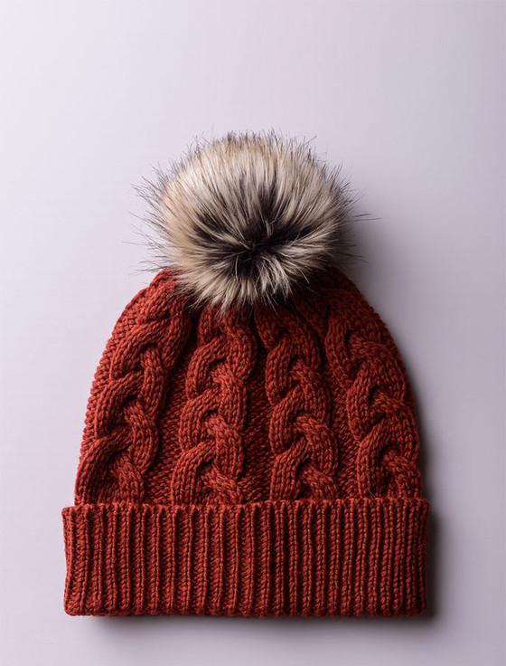 Aran Cashmere Ladies Merino Cable Hat