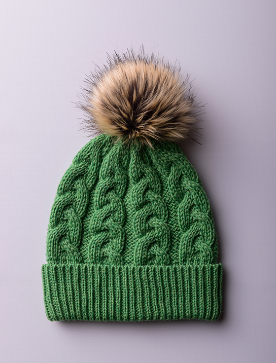 aran cashmere Ladies Merino Cable Hat