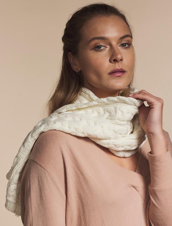 Aran Cashmere Ladies Merino Cable Scarf