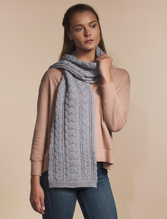 Aran Cashmere Ladies Merino Cable Scarf