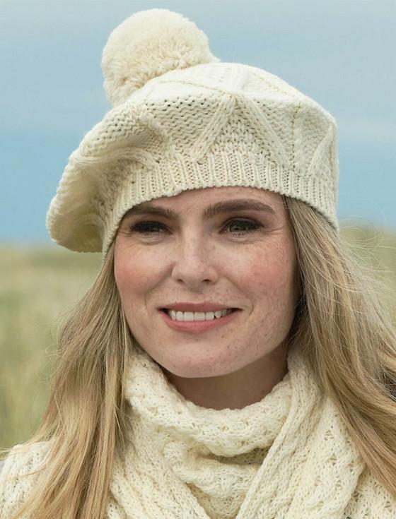 Aran Cashmere Ladies Merino Wool Tam Hat