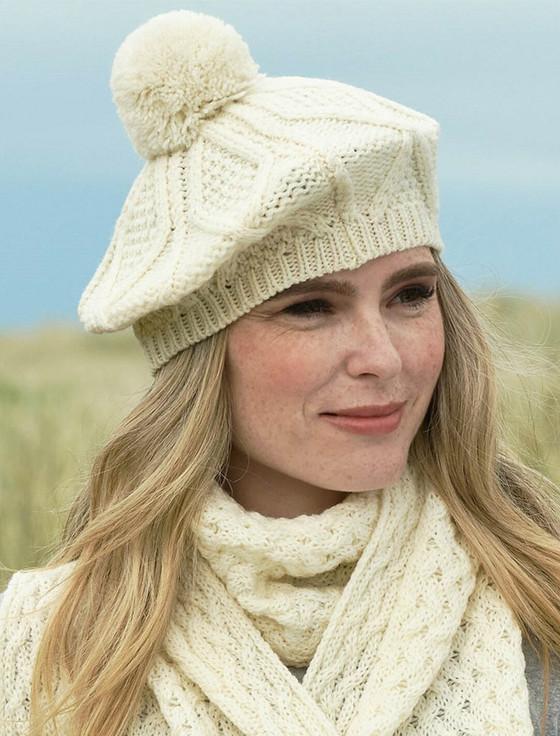 aran cashmere Ladies Merino Wool Tam Hat