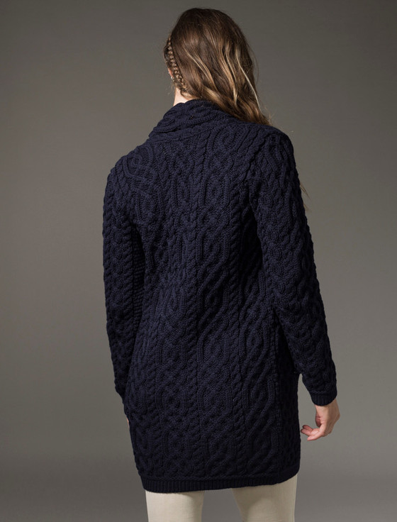 Aran Cashmere ‎Ladies Plated A‎ra‎n Cable Knit‎ Coat