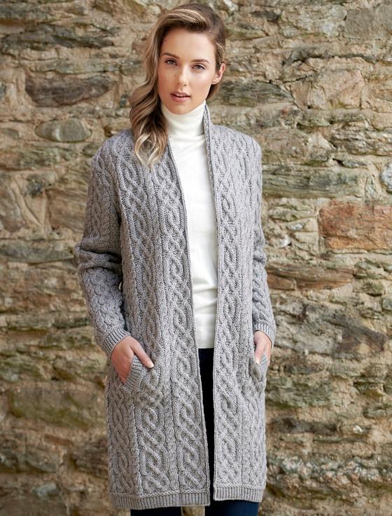 Aran Cashmere ‎Ladies Plated Ara‎n Cable Knit Coat