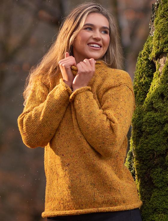 Aran Cashmere Ladies Roll Neck Sweater