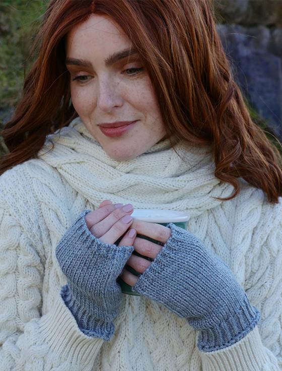 aran cashmere Ladies Super Soft Fingerless Mittens