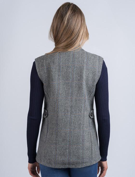 Aran Cashmere Ladies Tweed Body Warmer - Light Grey