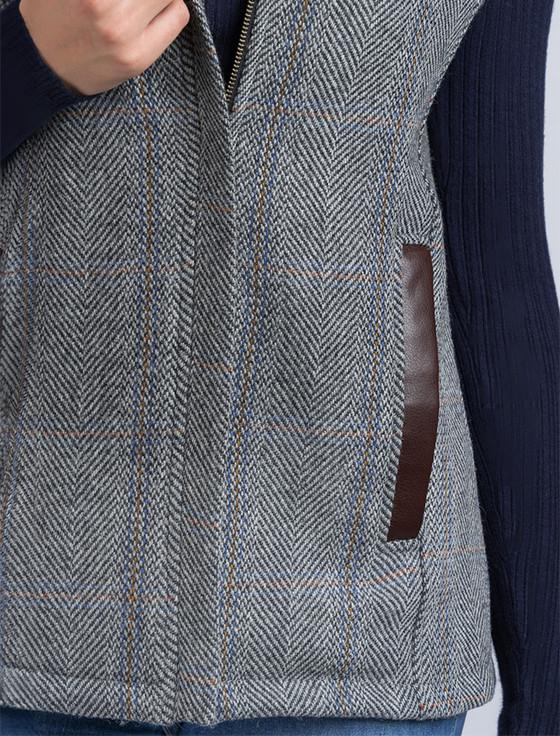 Aran Cashmere Ladies Tweed Body Warmer - Light Grey