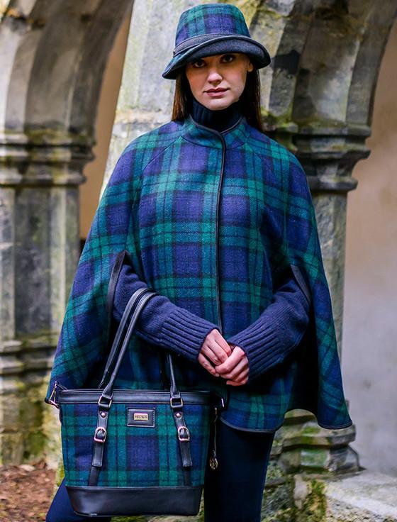 Aran Cashmere Ladies Tweed Clodagh Cap - Blackwatch