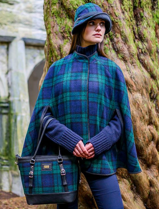 Aran Cashmere Ladies Tweed Clodagh Cap - Blackwatch