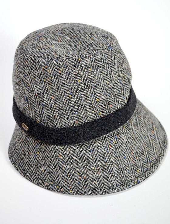 Aran Cashmere Ladies Tweed Clodagh Cap - Grey