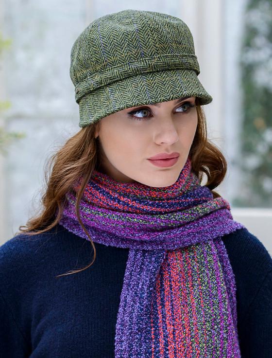 Aran Cashmere Ladies Tweed Flapper Cap - Light Green