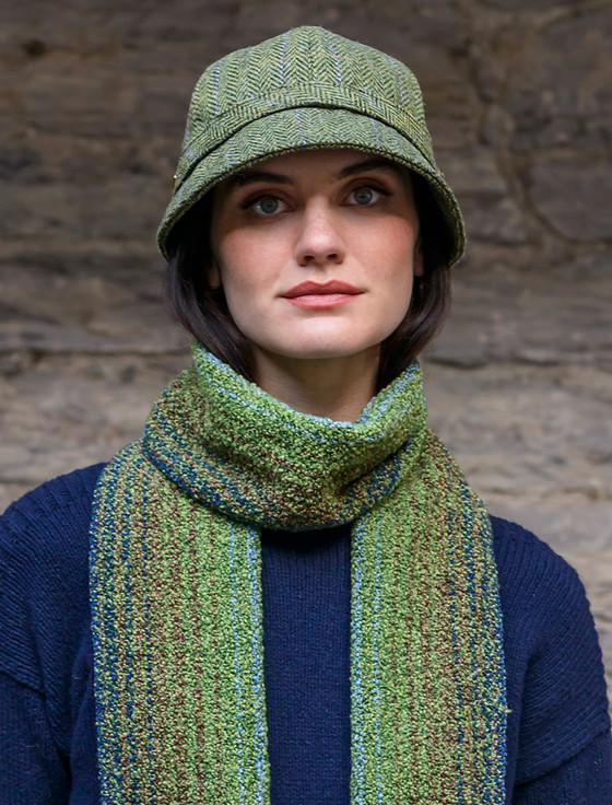 Aran Cashmere Ladies Tweed Flapper Cap - Light Green
