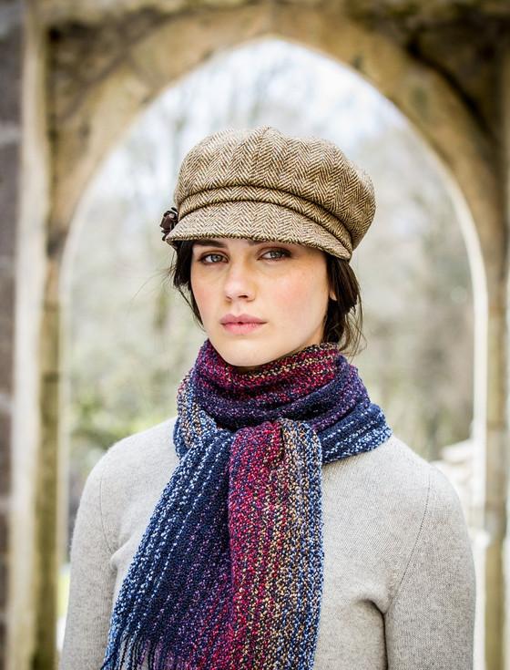 Aran Cashmere Ladies Tweed Newsboy Hat - Light Brown