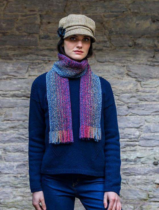 Aran Cashmere Ladies Tweed Newsboy Hat - Light Brown