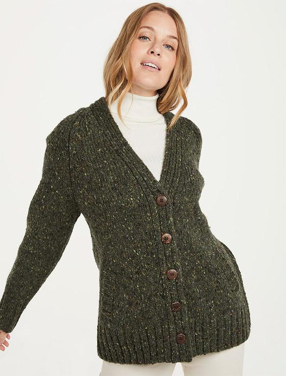 Aran Cashmere Ladies V-Neck Donegal Wool Cardigan